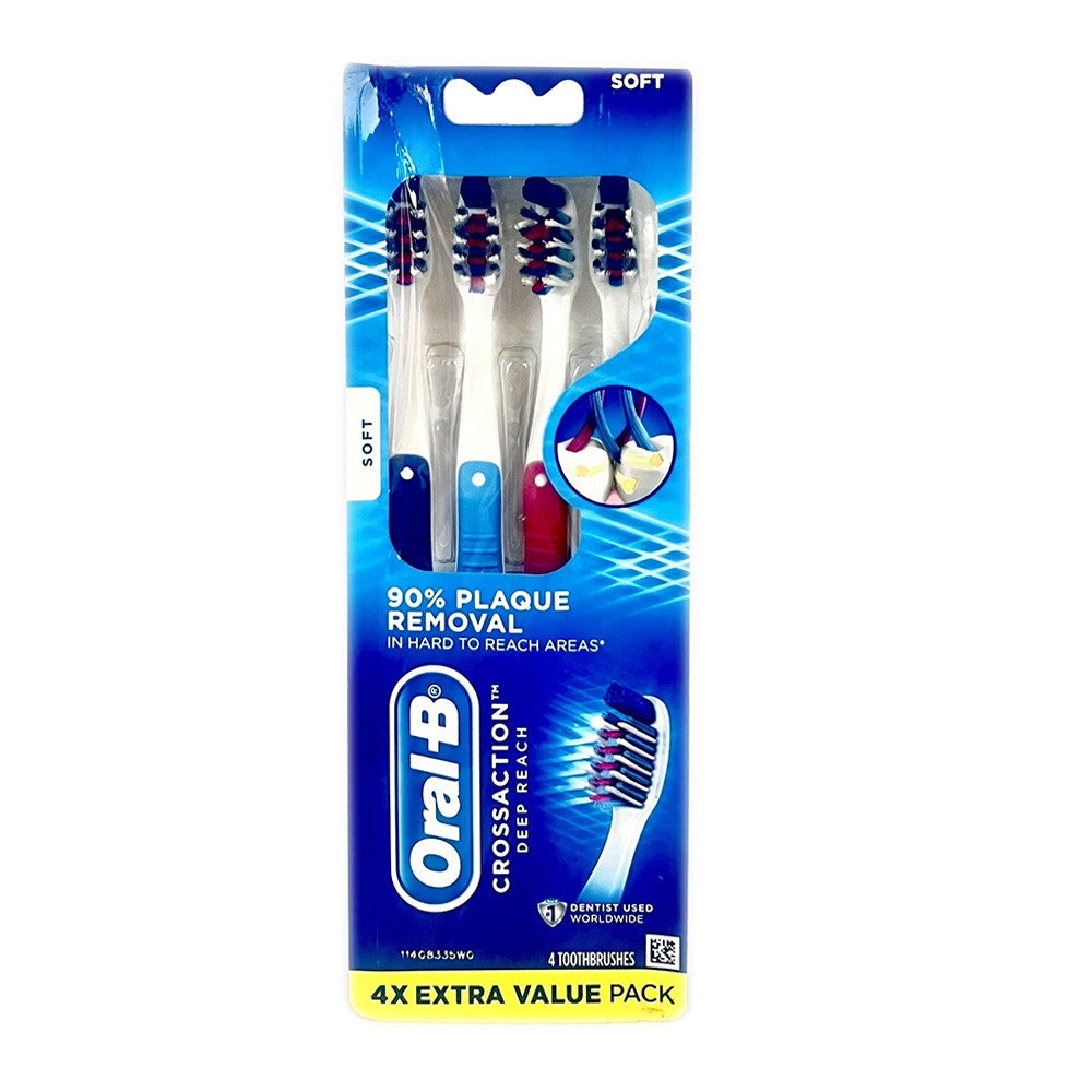 Oral-B CrossAction Deep Reach Manual Toothbrush Soft, 4 Ct